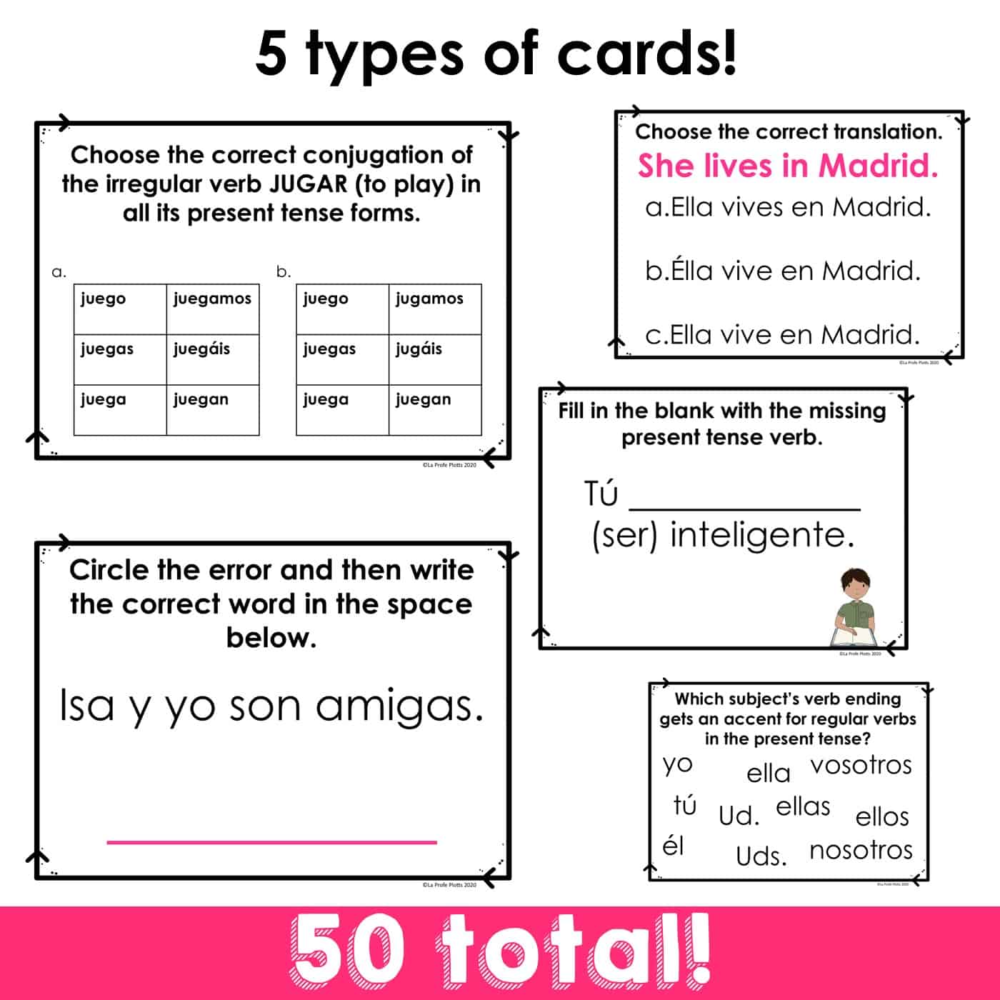 Present Tense Spanish Boom Cards La Profe Plotts