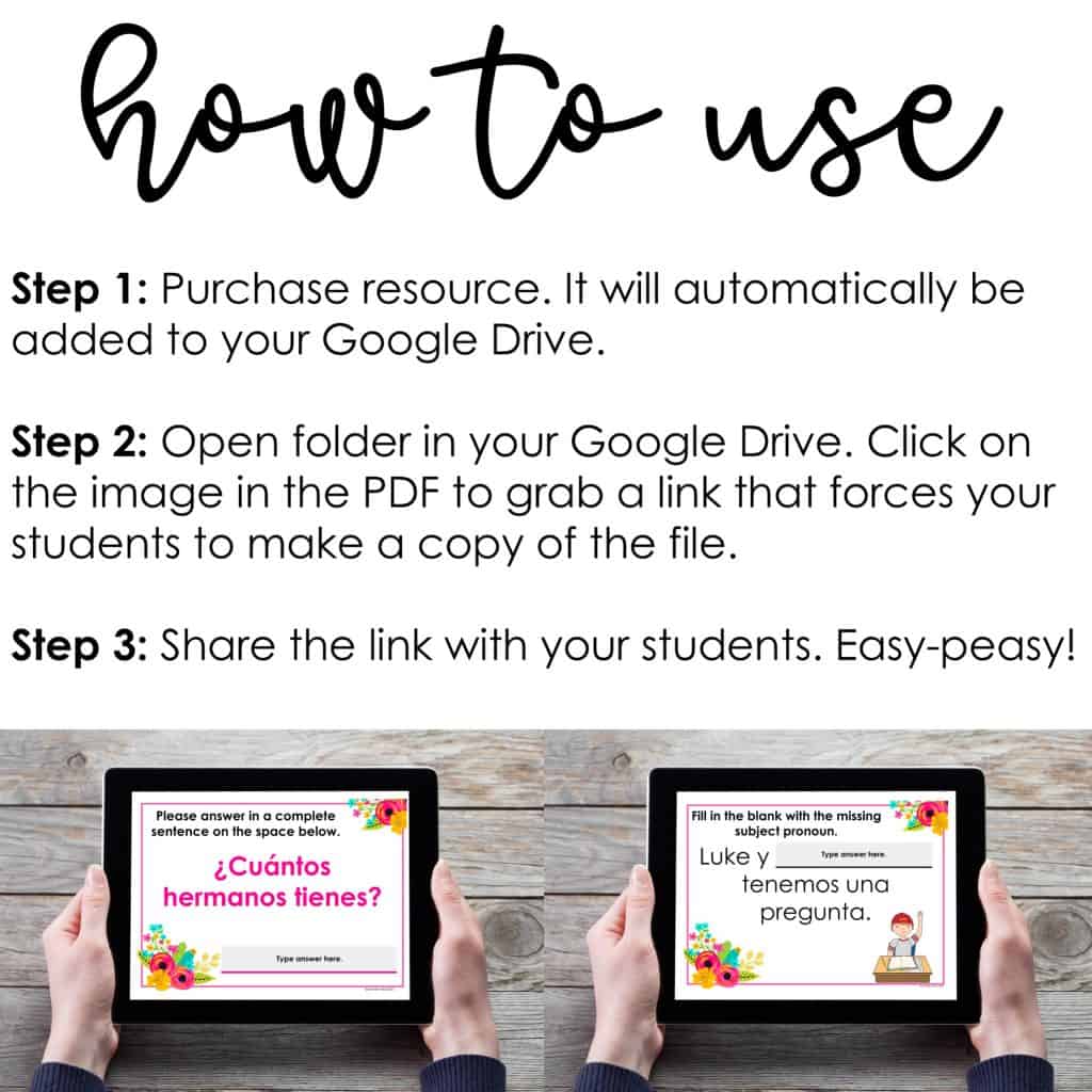 TENER Digital Task Cards for Google Slides - La Profe Plotts
