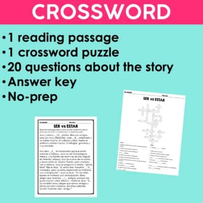 Spanish Sub Plans | SER vs ESTAR Reading Comprehension Activities - La ...