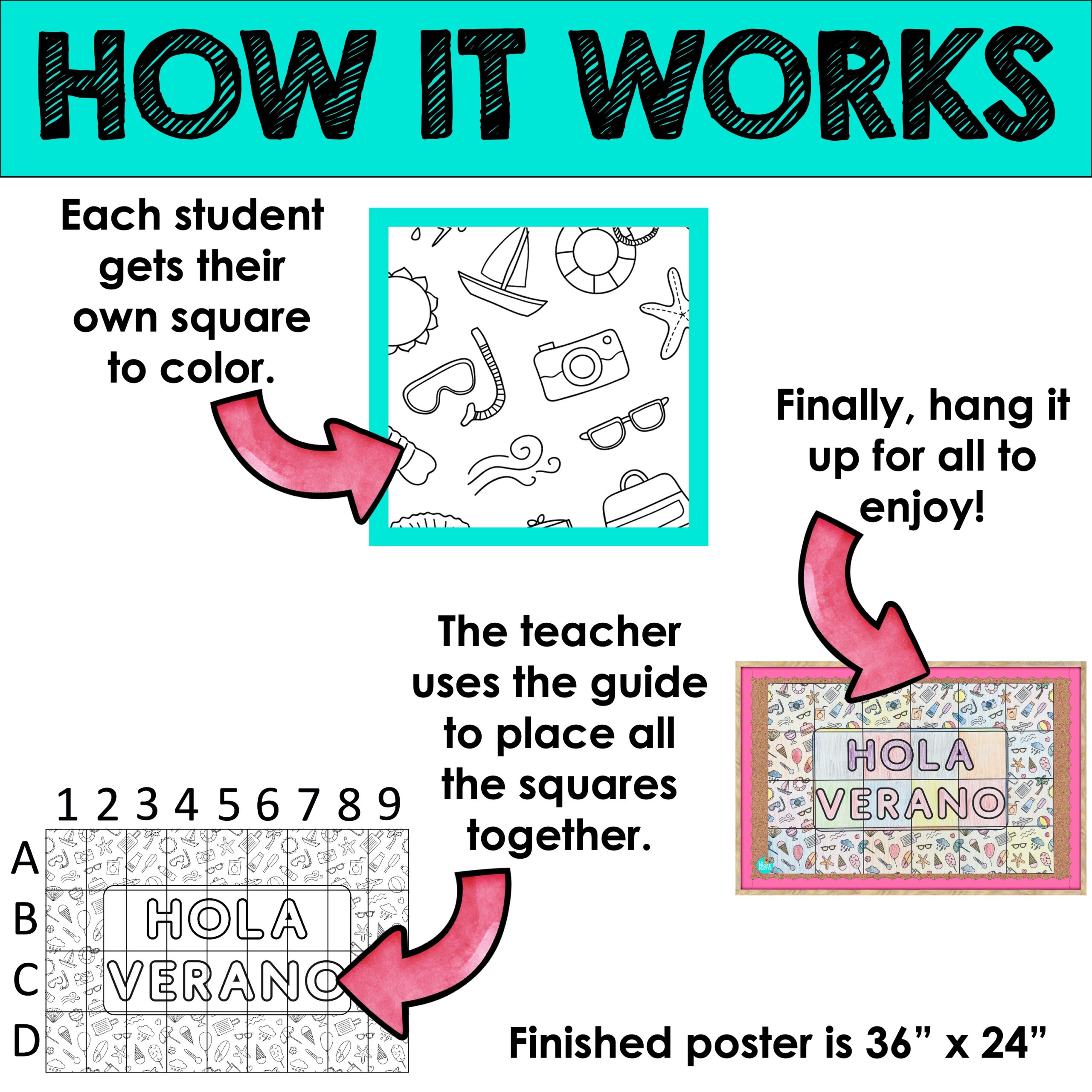 Hola Verano Spanish Collaborative Poster - Image 3