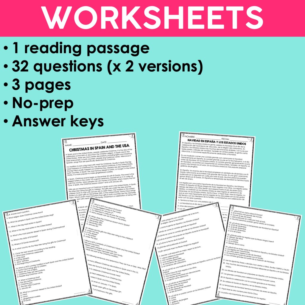 Christmas in Spain Reading Activities - Spanish Sub Plans - La Profe Plotts