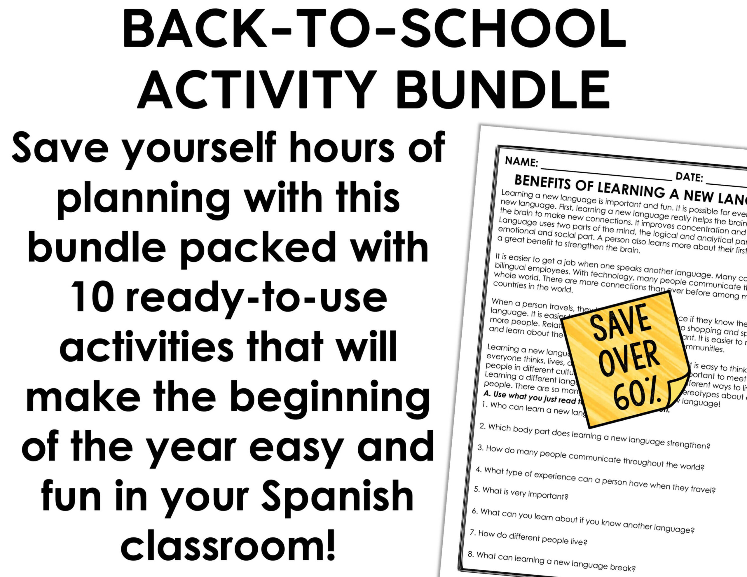 Spanish Back to School Activities | Projects, Readings, Posters, Icebreakers, & More - Image 2