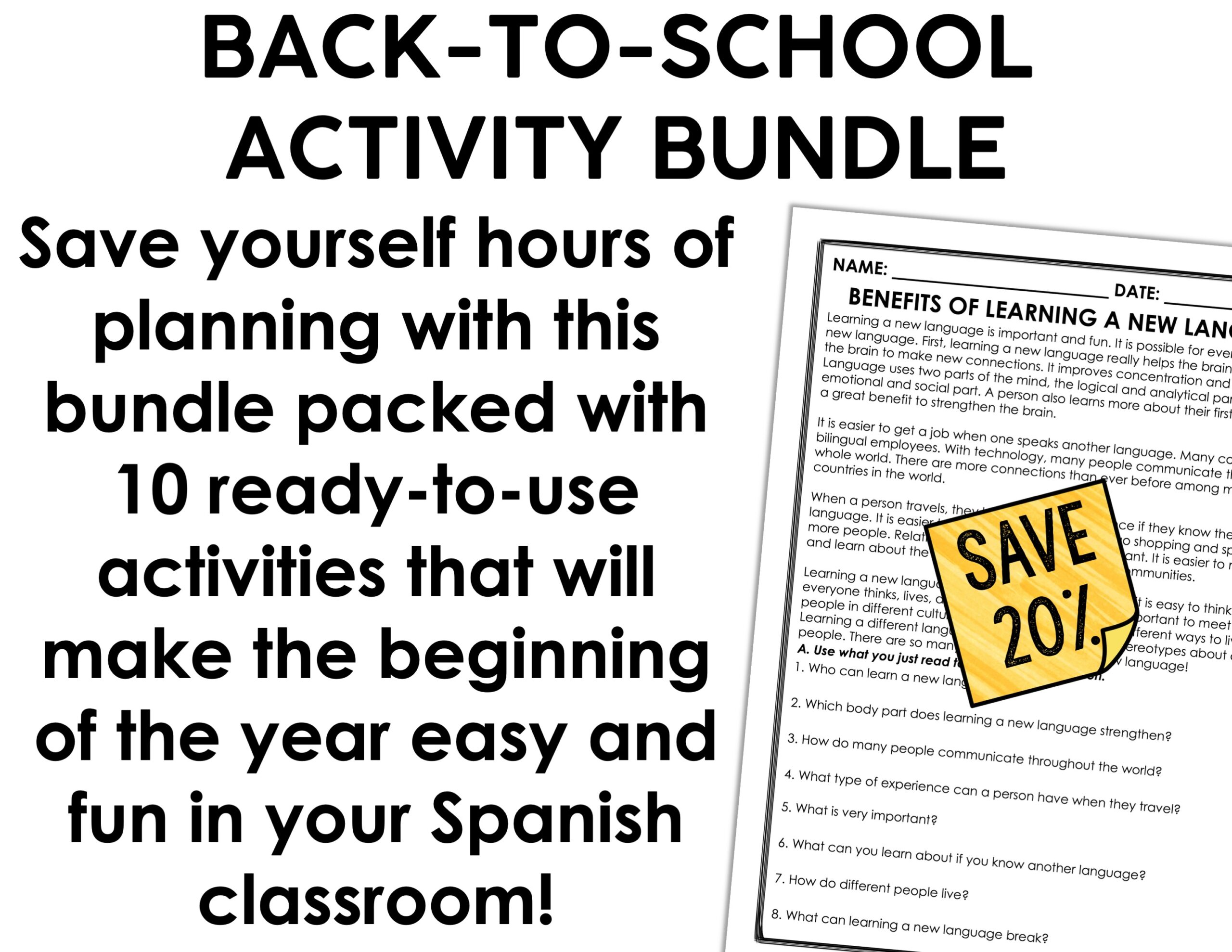 Spanish Back to School Activities | Projects, Readings, Posters, Icebreakers, & More - Image 2