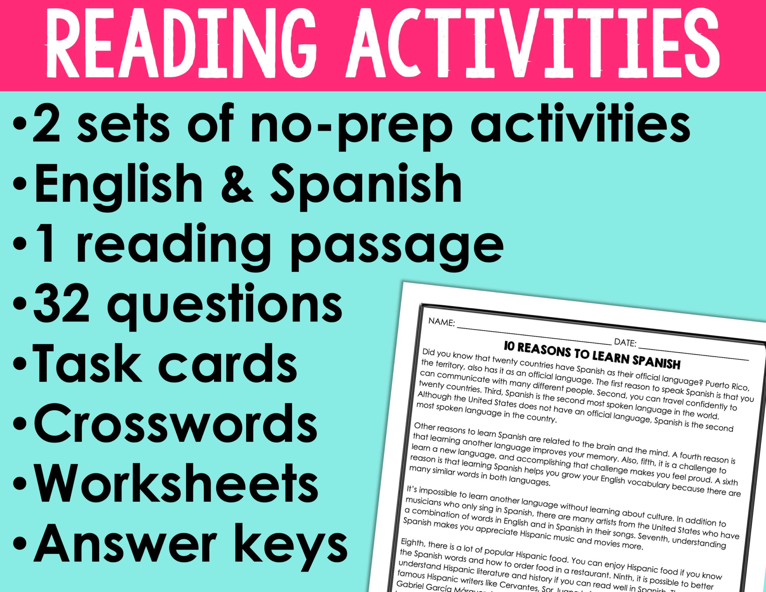Spanish Back to School Activities | Projects, Readings, Posters, Icebreakers, & More - Image 12
