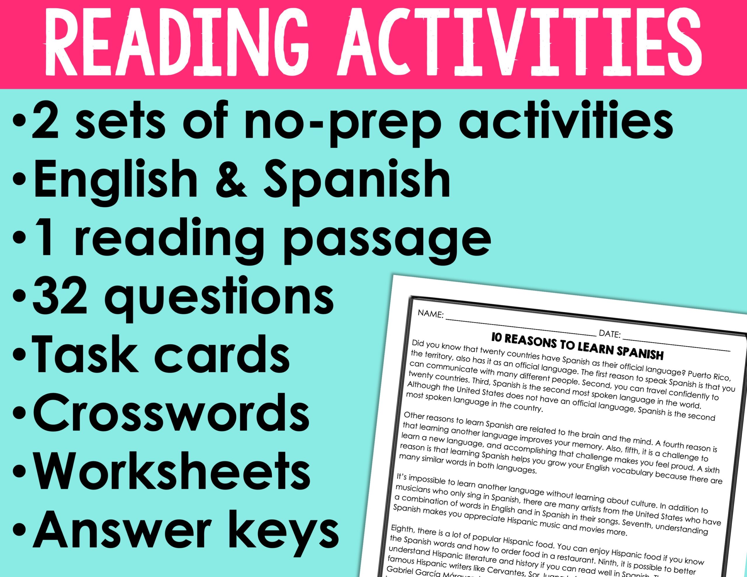 Spanish Back to School Activities | Projects, Readings, Posters, Icebreakers, & More - Image 12