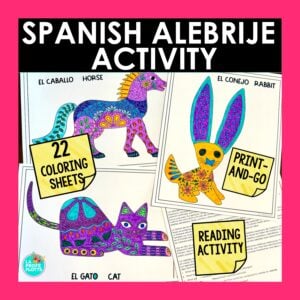 Spanish alebrijes animal coloring activity for Spanish class
